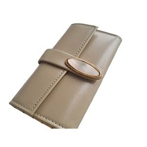 Vintage Rolfs Womens Cowhide Leather Clutch Tri-Fold Key Holder Cream Color